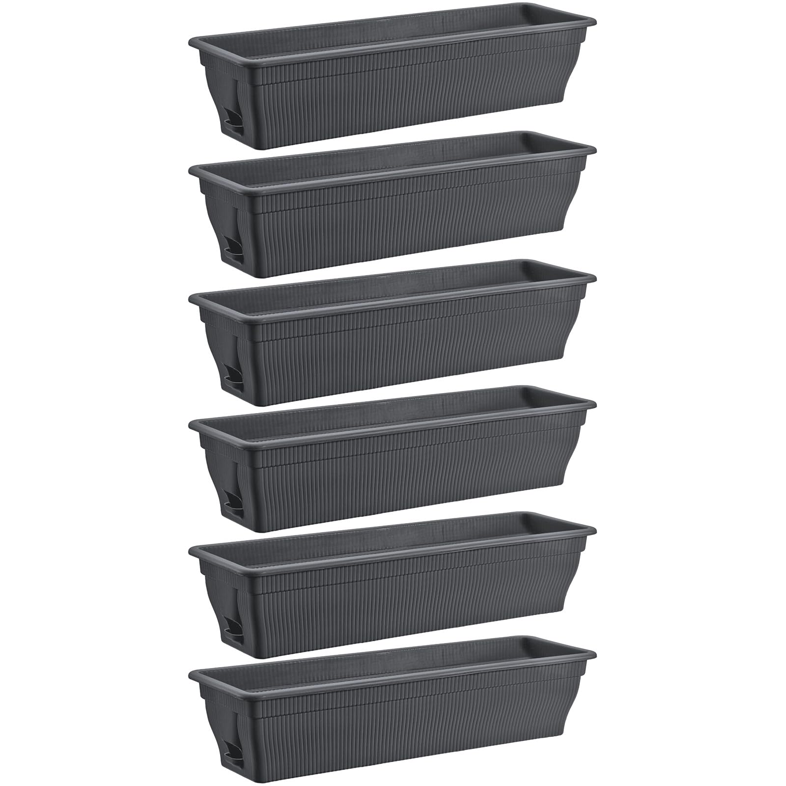 6 jardineras para balcón, 80 cm, almacenamiento de agua, 18 L, color antracita | BURI, Maceteros para plantas, jardineras, jardineras de balcón de 18 L, resistente a la intemperie con inserto
