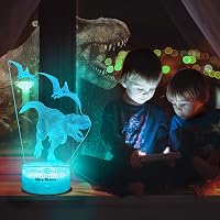 Nice Dream Dinoszaurusz 3D Éjjeli Lámpa - 16 Színű LED Világítás Távirányítóval, Gyerekszoba Dekoráció, Hordozható, Tökéletes Ajándék Fiúkna 3