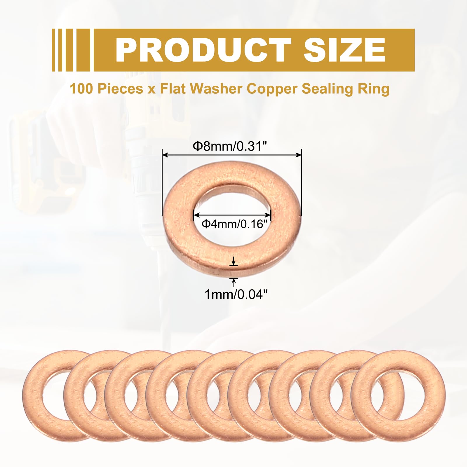 PATIKIL M4 Copper Washer Sealing Ring - Image 2