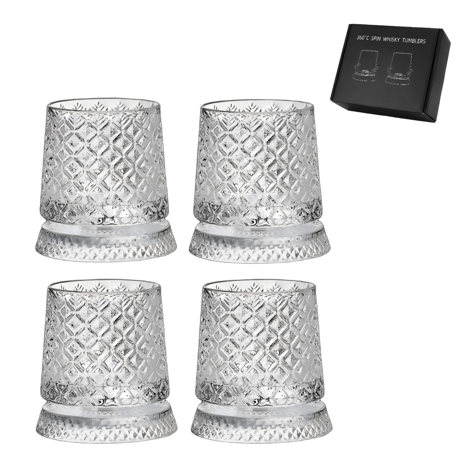 Vasos de rock antiguos de primera calidad giratorios con base de cristal