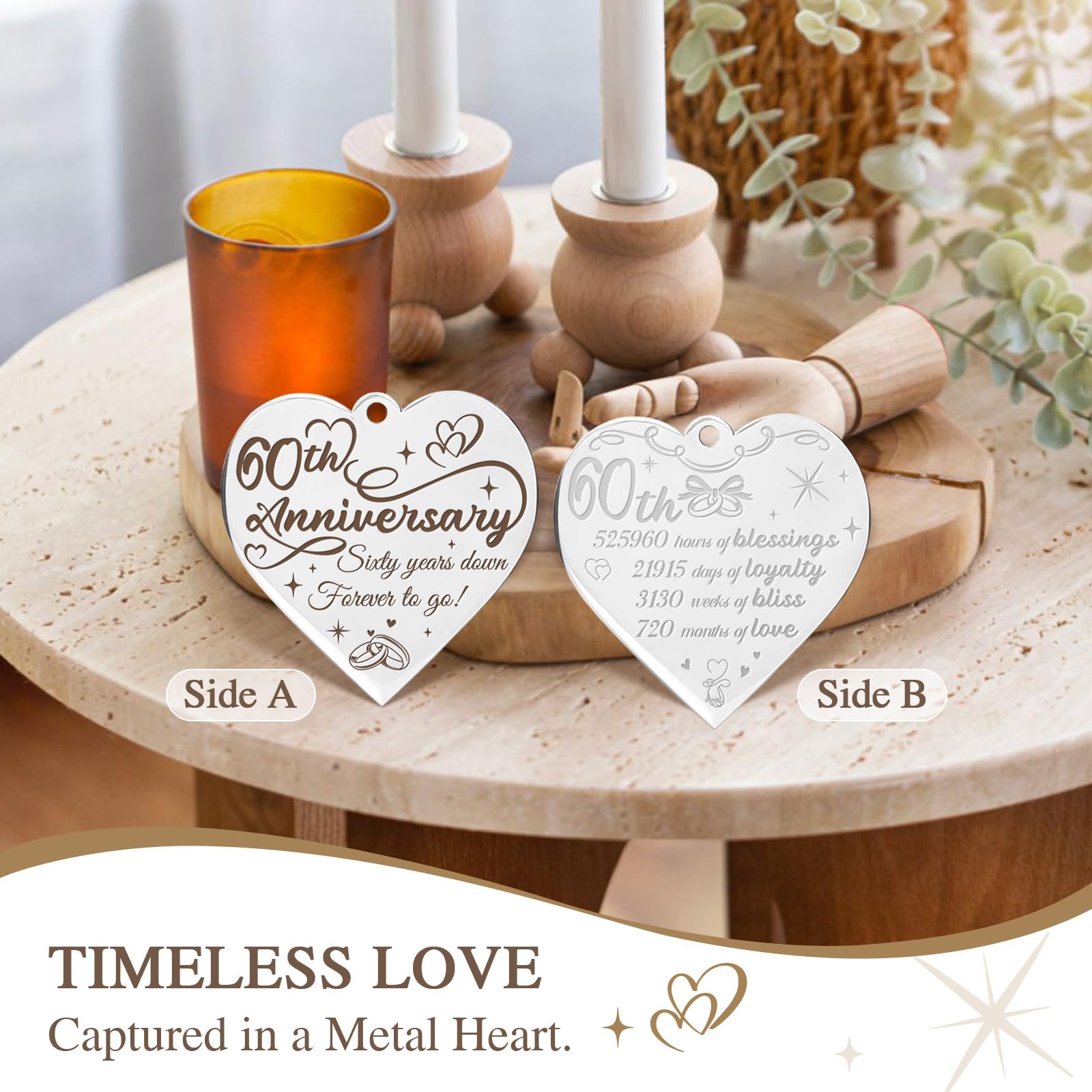 60 Year Anniversary Picture Frame Gifts, Best 60th Anniversary Wedding Gifts for Couple Parents Husband Wife Him Her Men Women, Personalized Forty Year Fortieth Wood Anniversary Decorations