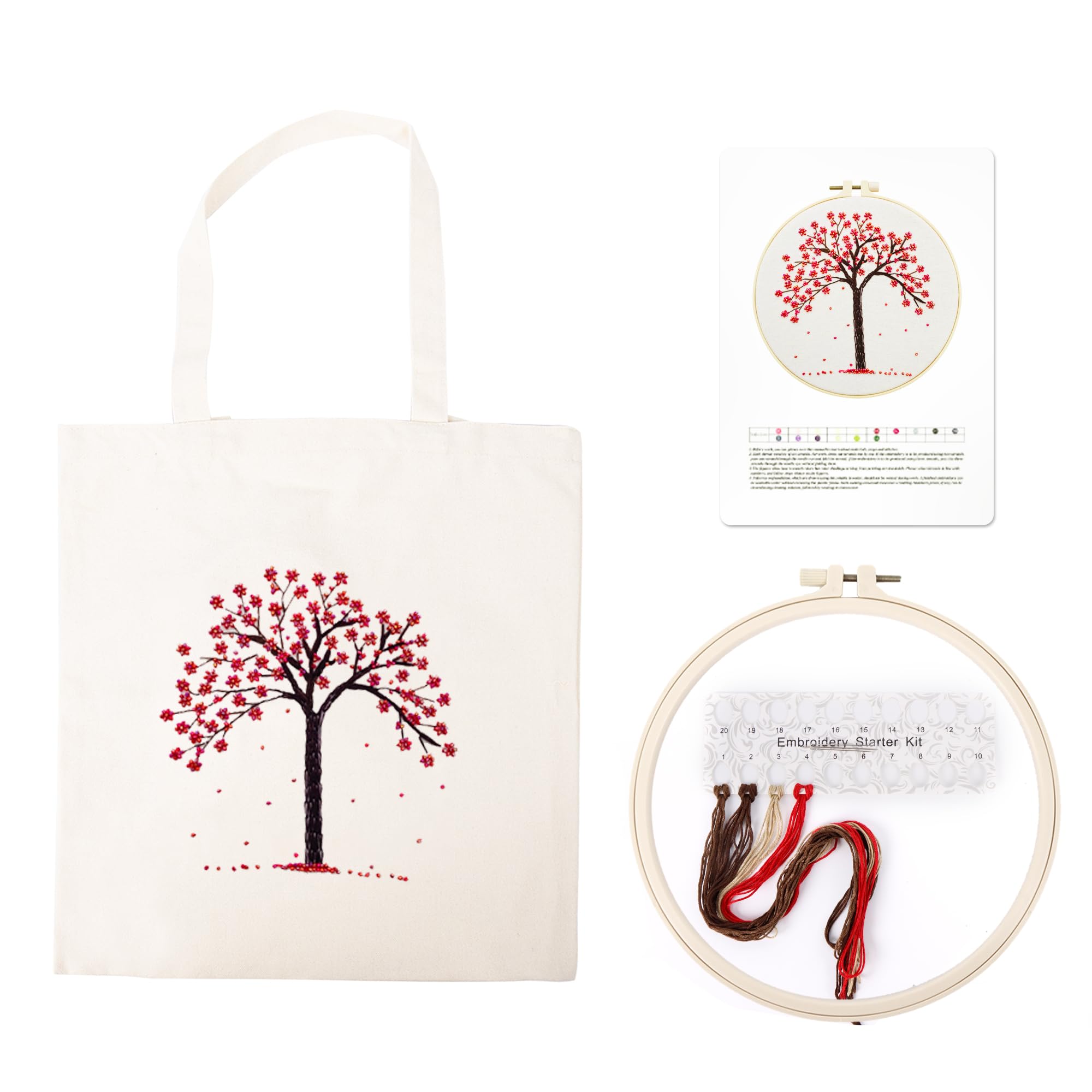 Lot De 2 Kits De Broderie Pour Débutants Avec Sac Fourre-tout En Toile à Motif Personnalisé, Kits De Point De Croix Pour Adultes