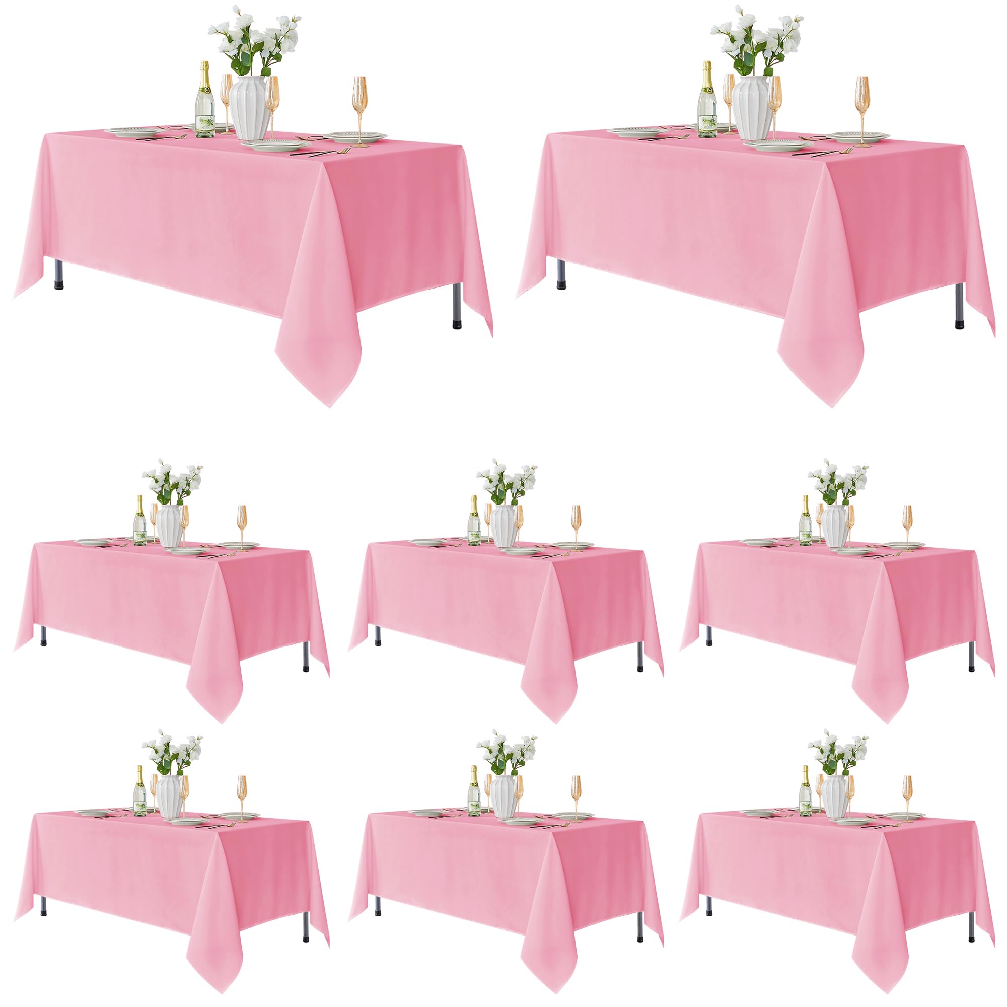 Fitable 8 Pack Table Cloth Rectangle Table: Stain and Wrinkle Resistant Tablecloth Rectangular, Washable Polyester Tablecloths for Wedding Party