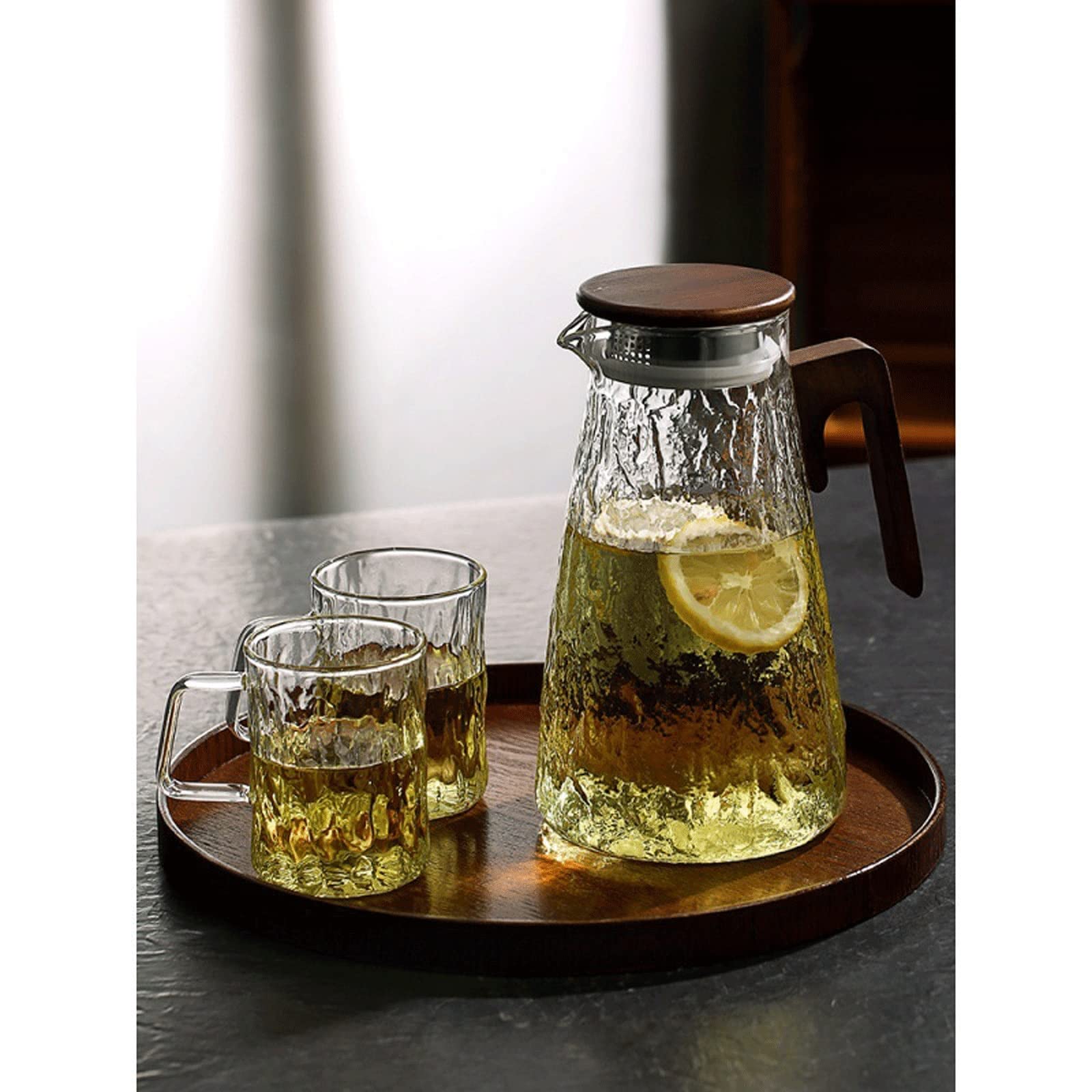 Juego de Tetera de Vidrio Resistente a Altas temperaturas, Ideal para Uso doméstico, para Uso en hostelería, para Sala de Estar y Agua fría.