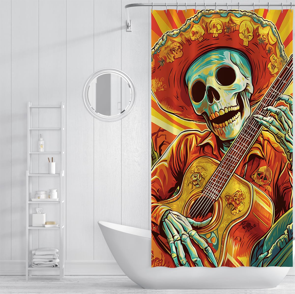 Tende Doccia Teschio Zucchero Giallo Messicano Day of The Dead 200x200cm