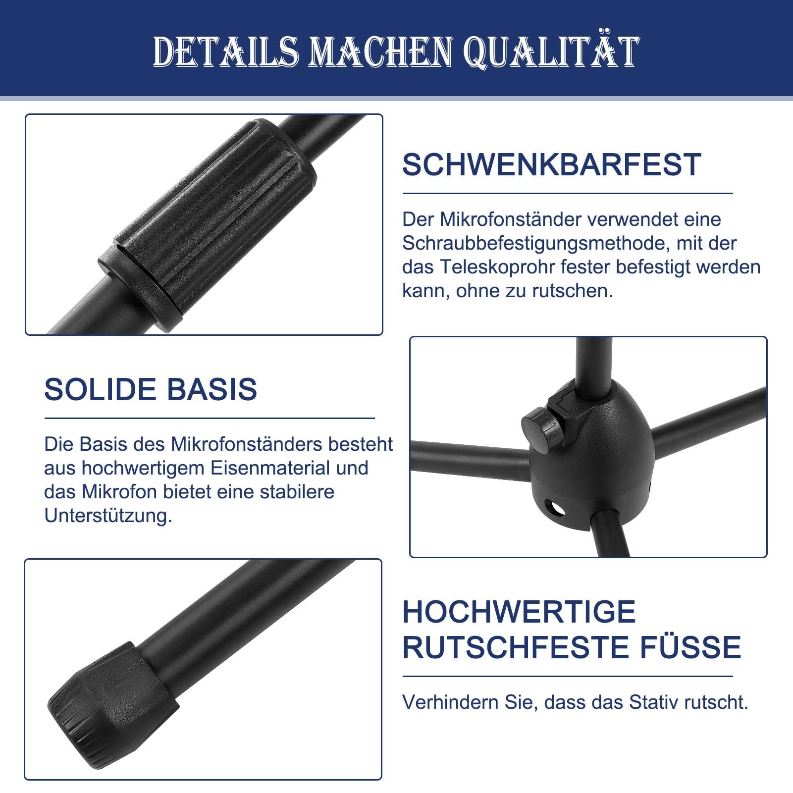 Trintion Mikrofonständer Einstellbare 73-175cm Mikrofonstativ Mikrofon Ständer mit 2 Mikrofonklemmen Einen Stabilen Stand für Singen Studio Rundfunk (73-175cm)