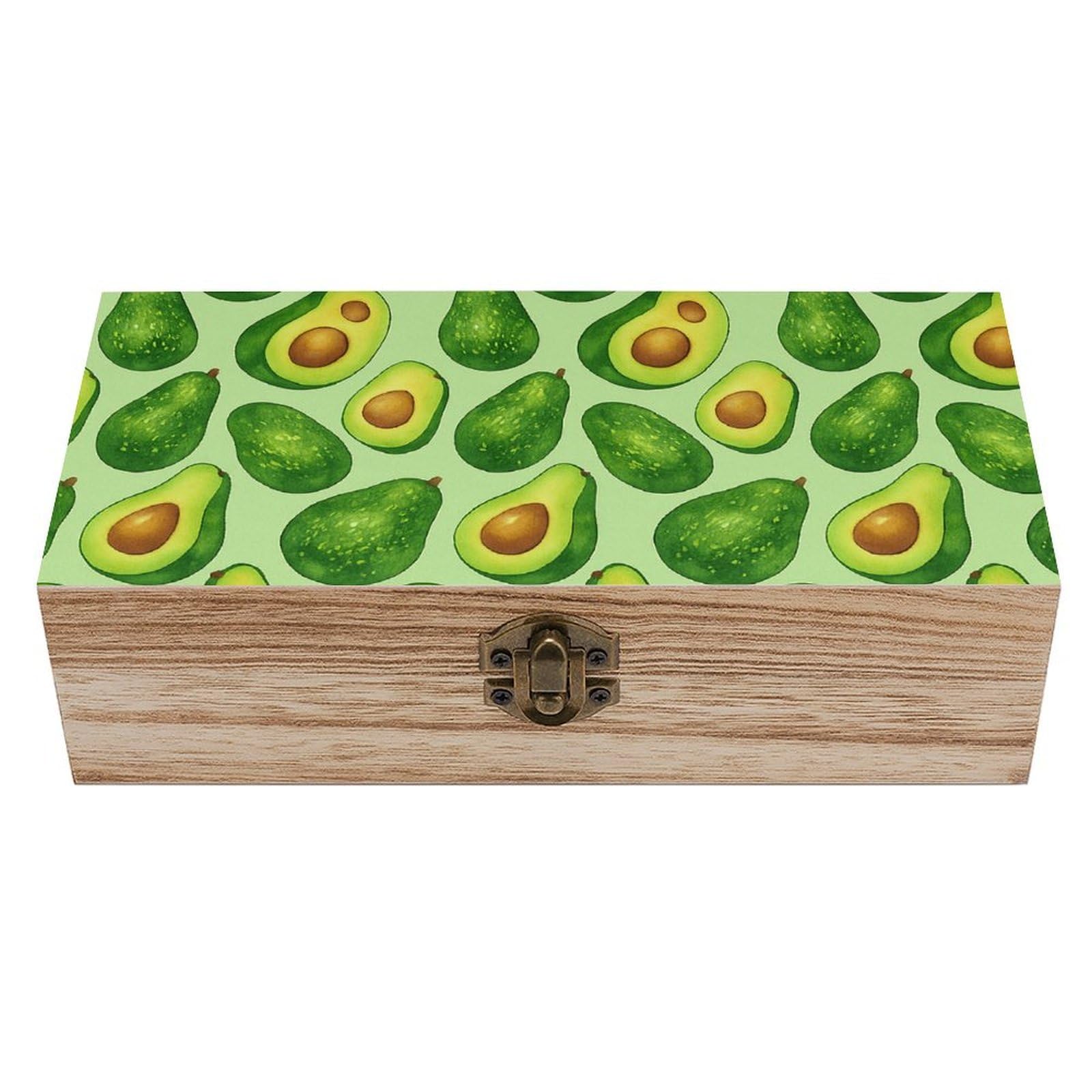 SMAZDFXX Fresh Avocado Wooden Storage Box Multipurpose Decorative Box for Jewelry Photo Home Decor