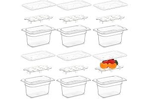 6-Set 1/9 Polycarbonate Deep Food Pans with Lids