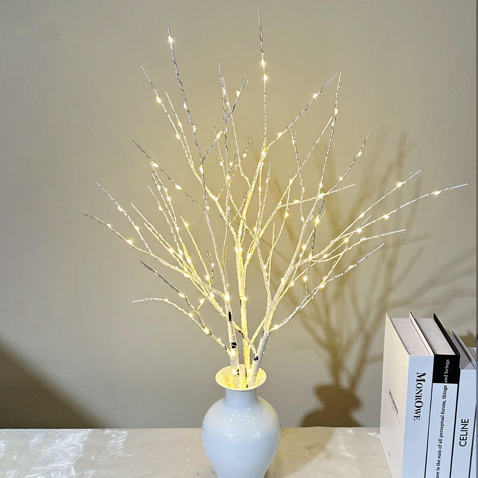 Branches lumineuses sans fil pour vase lot de 3 arbre artificiel 80 cm 150 LED Noël