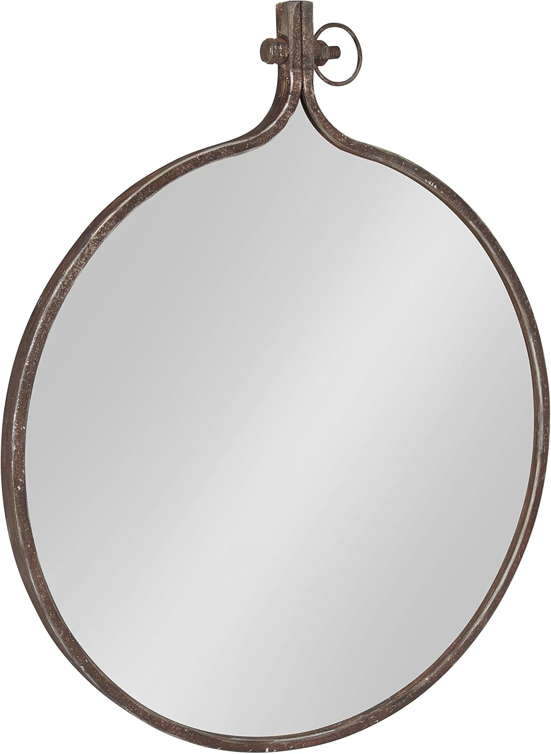 Kate and Laurel Yitro Round Industrial Rustic Metal Framed Wall Mirror, 23.5x28.5, Rustic Metal, Chic Industrial Accent Mirror for Wall : Home & Kitchen