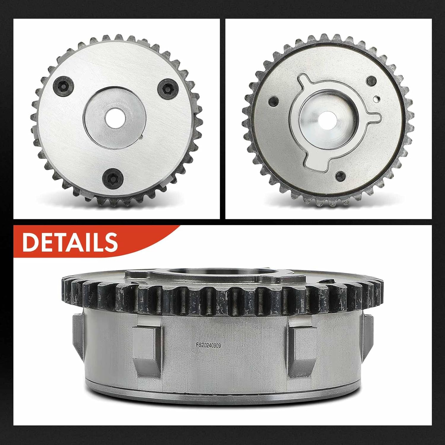 A-Premium Intake & Exhaust Variable Valve Timing (VVT) Sprocket Gear Camshaft Adjuster Compatible with Ford Explorer 2012-2019, Escape, Fusion, Focus, Edge, Mustang, Taurus & Lincoln MKZ, MKC, MKT