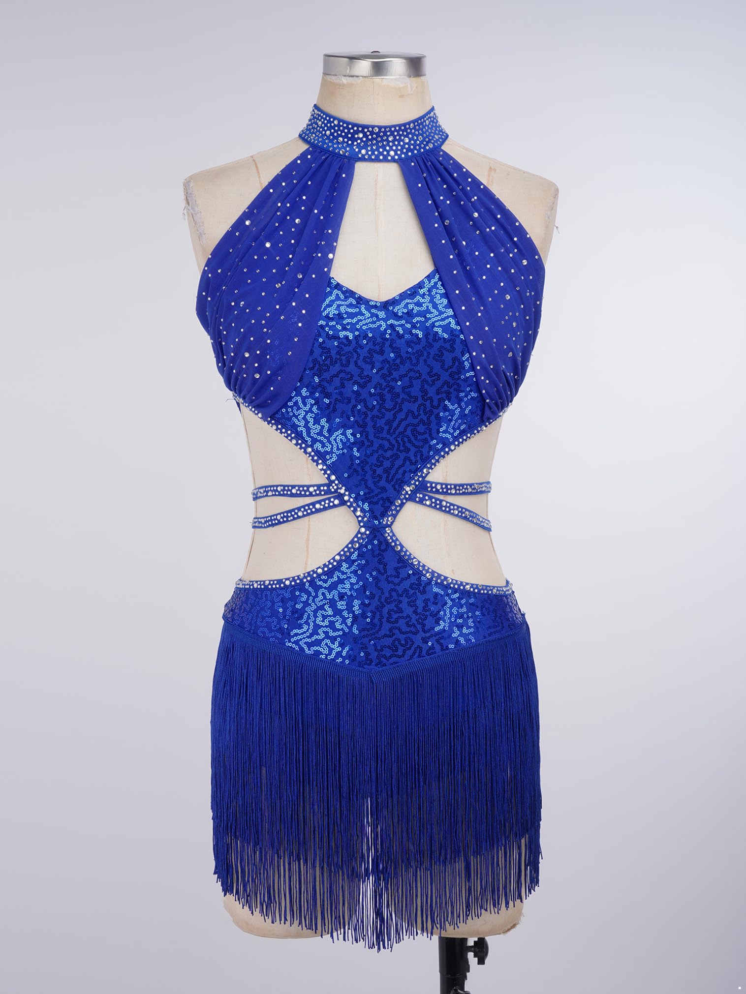 FEESHOW Donna Abito Da Ballo Latino Scintillante Body da Ginnastica Artistica con Nappa Paillettes Body Balletto Leotards Danza Classica Moterna