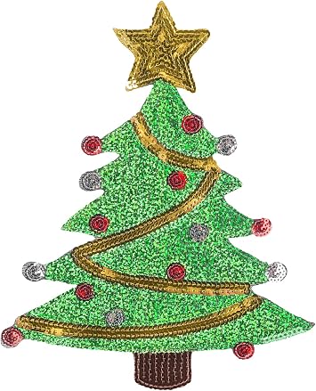 Totelux Christmas Tree Iron on Patches Sequins Embroidered Patches Large Christmas Tree Sew on Appliques for Clothes Jeans Hat Bags Sweater DIY Decorations Craft