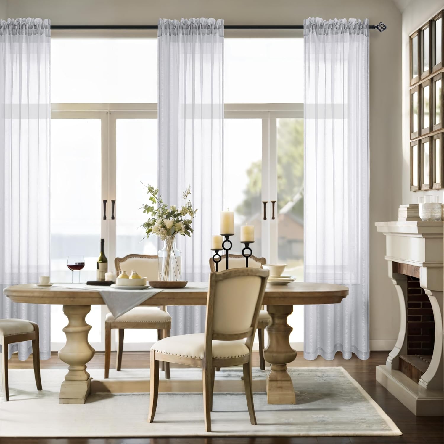 Cortinas Traslúcidas Terracota De 84 Pulgadas De Largo, Juego De 2 Paneles De Cortinas Bohemias Para Sala De Estar, Con Pestaña Trasera, Bolsillo Para Barra, Filtro De Luz, Cortinas De Semi