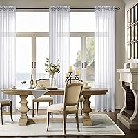 Vista 2 de Cortinas plateadas de 84 pulgadas de largo para sala de estar, juego de 2 paneles de cortinas traslúcidas con bolsillo para barra, cortinas grises