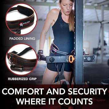 Dark Iron Fitness Dip belt with nylon loading loop for additional weights up to 122 kg - 100% leather weight belt for men women bodybuilding - gym accessories