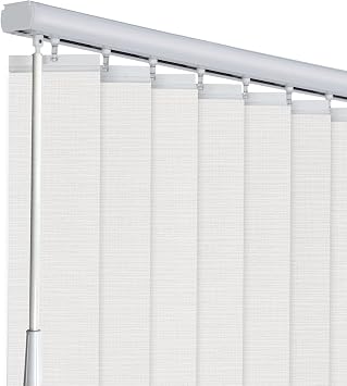 LETAU Cordless Sheer Vertical Window Blinds,Light Fitering, Reduce Sun Glare,UV Protection,Window Shades for Sliding Door, French Window,Room Divider,Glass Wall,Ceiling Mount,Oversized Windows, White