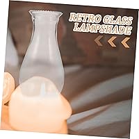 Vista 5 de HOMSFOU Lámpara de cristal transparente para chimenea de vidrio prensado con parte superior prensada, lámpara de huracanes, globo soplado a mano