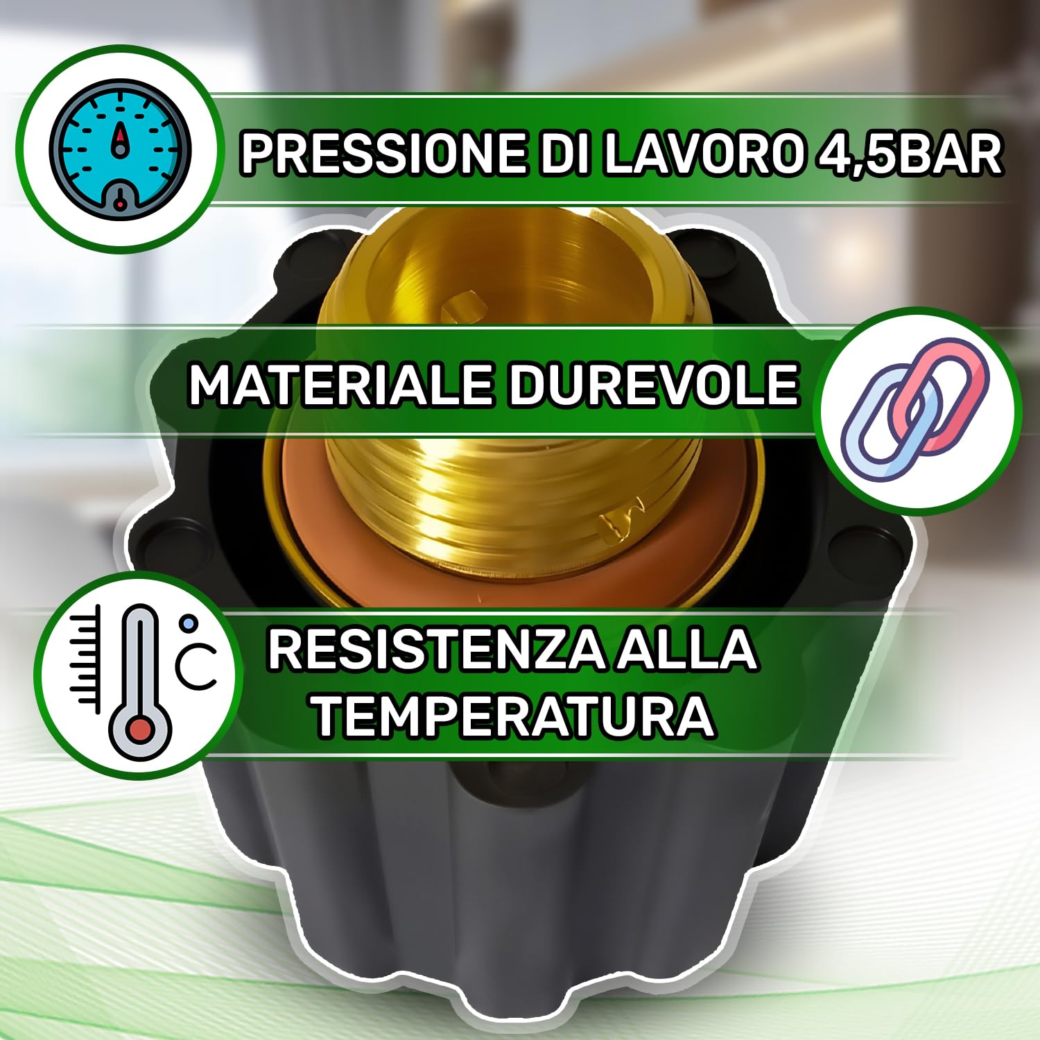 ONIX TECH Tappo per Polti Vaporella o per Polti Vaporetta - Taratura 4,5 Bar - Filettatura Maschio da 1/2" - Completo di Guarnizione - Garanzia di 5 Anni