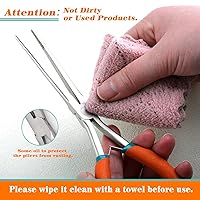 Vista 7 de SPEEDWOX 2 alicates de punta de aguja con puntas curvas, mango curvado, alicates de punta de aguja extra largos con puntas rectas, alicates
