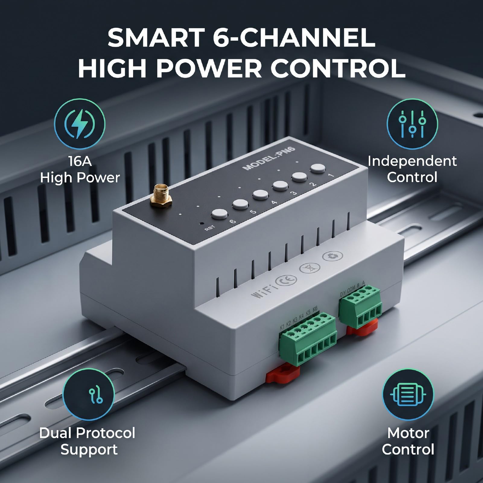 Bewinner Modulo Interruttore relè Intelligente a 6 Canali con Controllo Motore Tuya (WIFI)