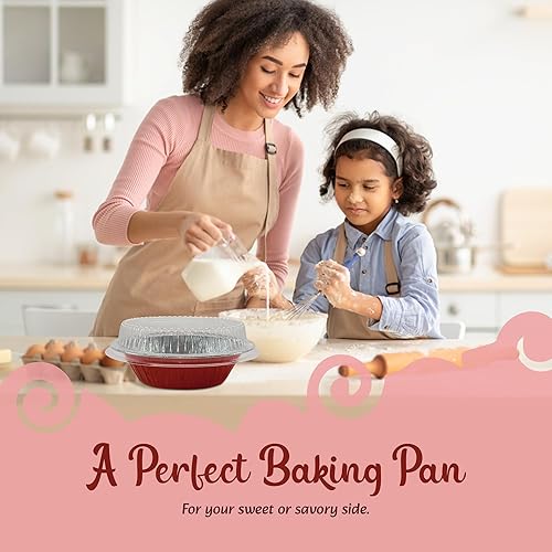 Miniatura 4 de KitchenDance.com Sartén desechable de aluminio de colores de 5 pulgadas  sartén individual para tartas con tapa de cúpula transparente #501P (50,