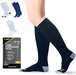 Copper Compression Socks for Men & Women (15–20 mmHg) – Knee High Support Stockings for Nurses, Travel, Pregnancy, Running, Flight & Everyday Wear – Black – X-Large 1 Pair