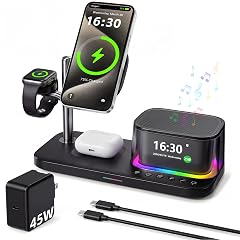 45 W 5 in 1 Wireless Charging Station with Alarm Clock and Bluetooth Speaker & Night Light, Qi 2 photo 45 W 5 in 1 Wireless Charging Station with Alarm Clock and Bluetooth Speaker & Night Light, Qi 2