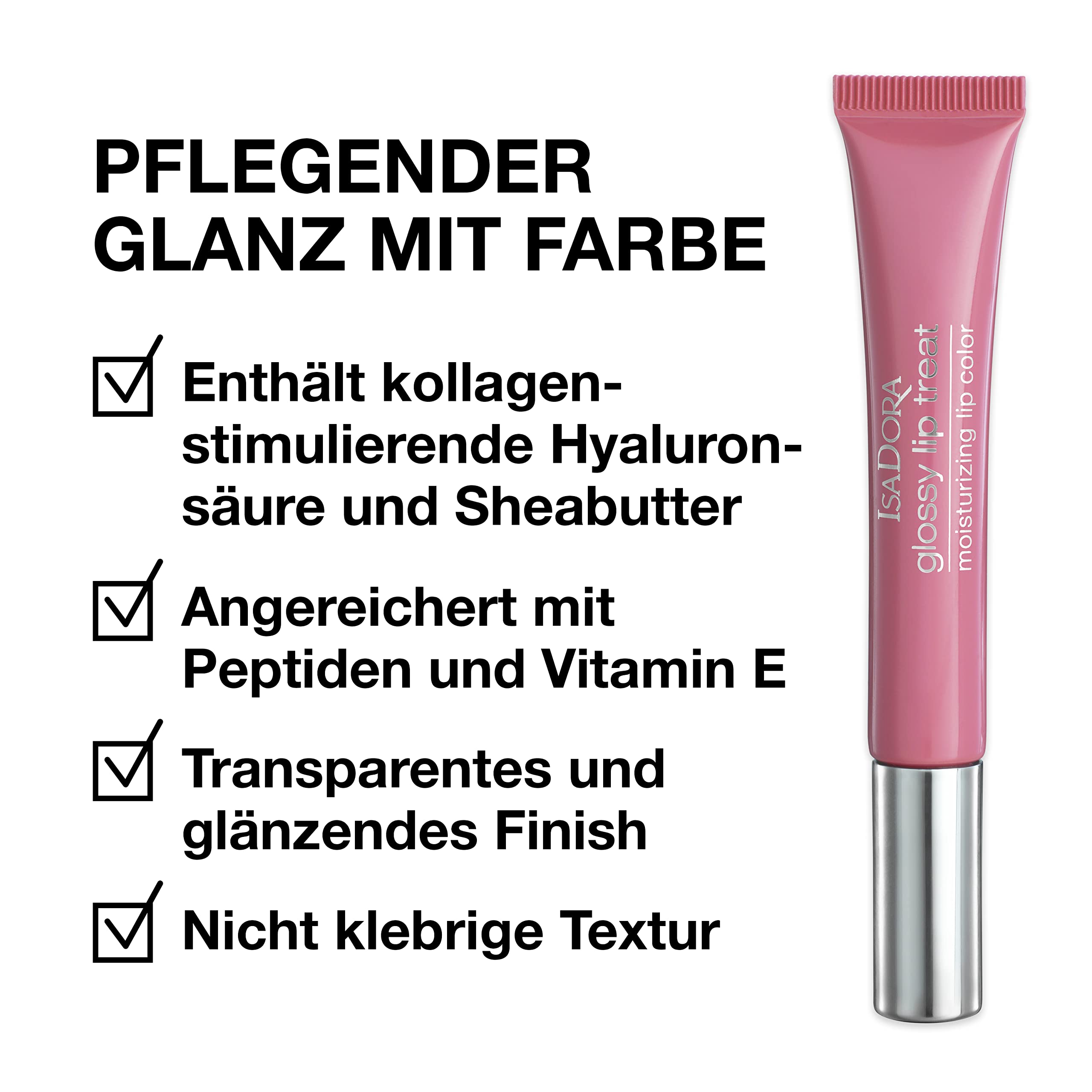 IsaDora Glossy Lip Treat - Lucidalabbra nutriente per labbra piene - Stimola la formazione di collagene - lucentezza unica senza colla - Vegano con burro di karitè - Pink Pearl
