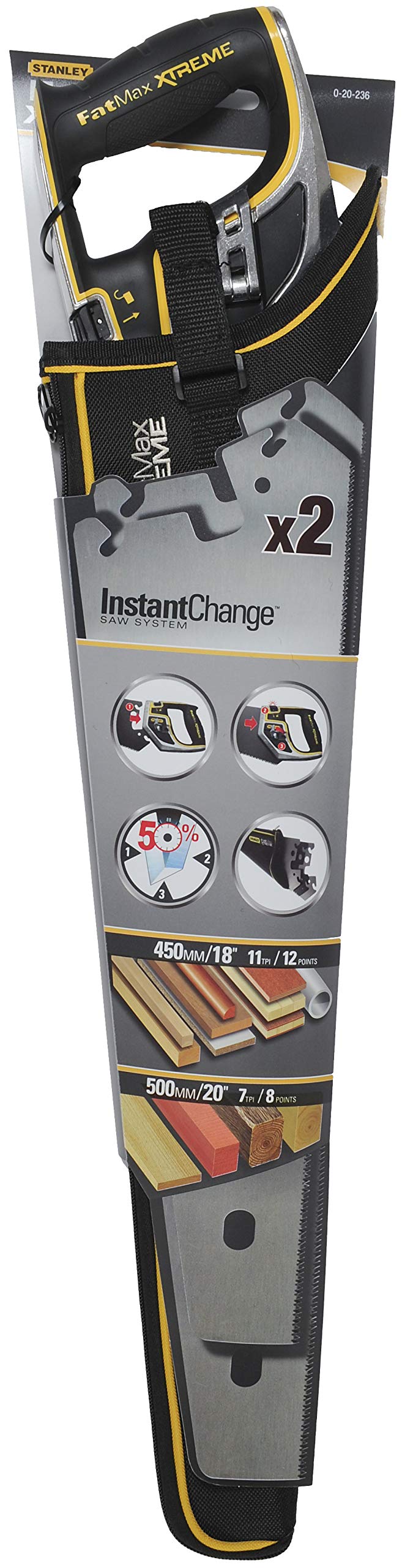 Stanley 0-20-236 Kit per Sega, Impugnatura e Lama, 450 mm + 500 mm