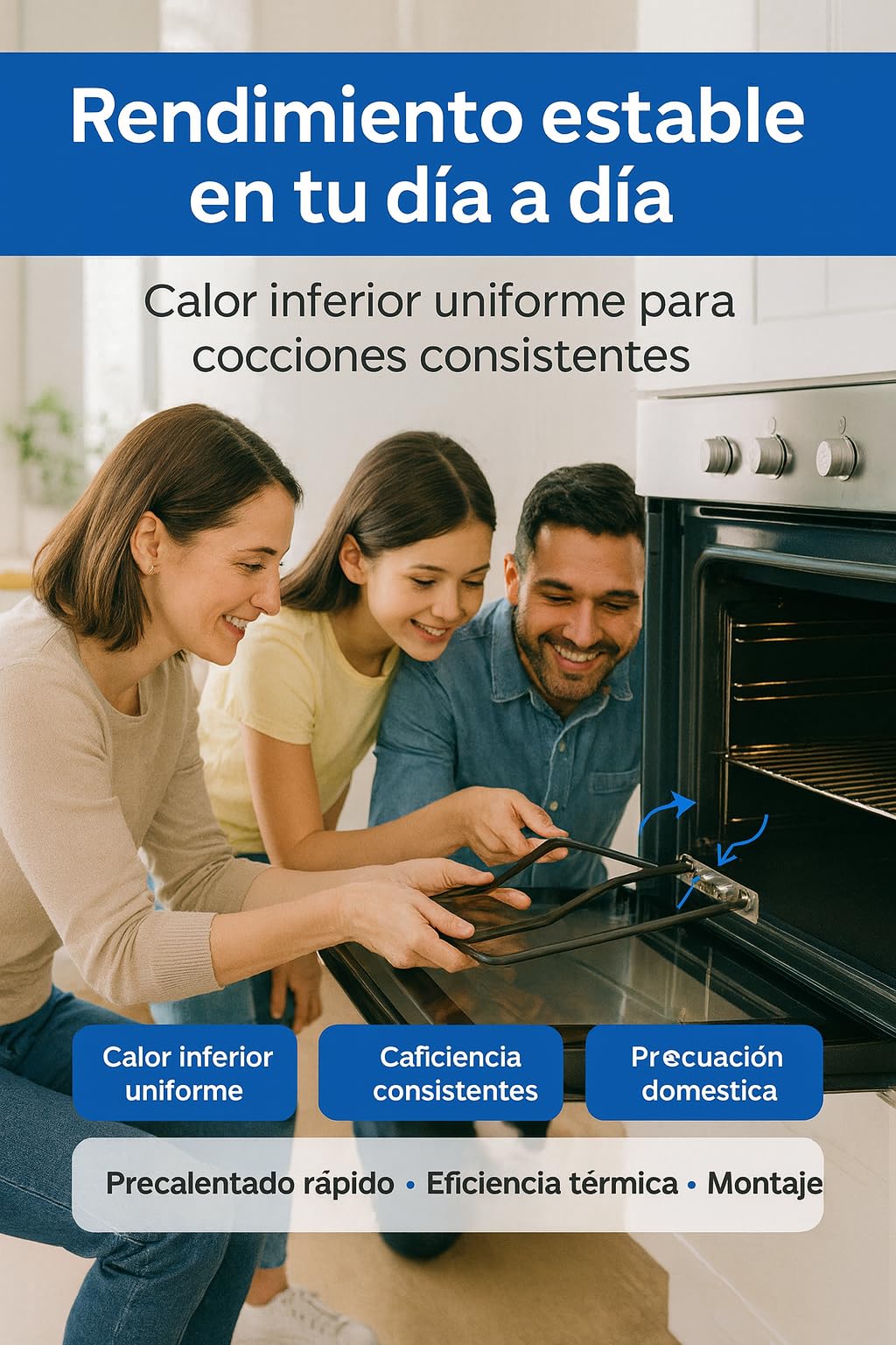 RECAMBIOS DREYMA Resistencia Solera Horno 83040745 Compatible con Teka Balay Fagor 1198W 220V Repuesto Base Calor Inferior Montaje Rapido Placa Fijacion Conectores Faston y Reparar Cocina