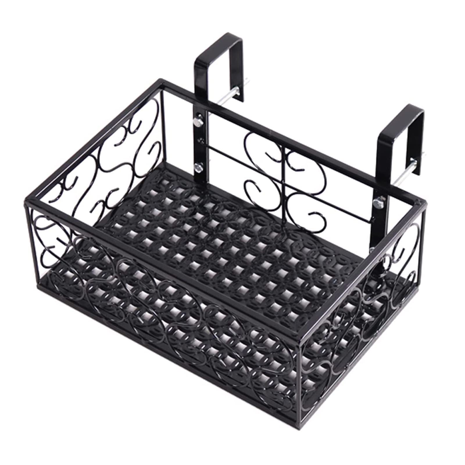 Fioriera per ringhiera in ferro, 30 x 20 x 12 cm, resistente, da balcone, elegante scaffale decorativo per ringhiere, perfetto per decorazioni da giardino e esposizione di fiori