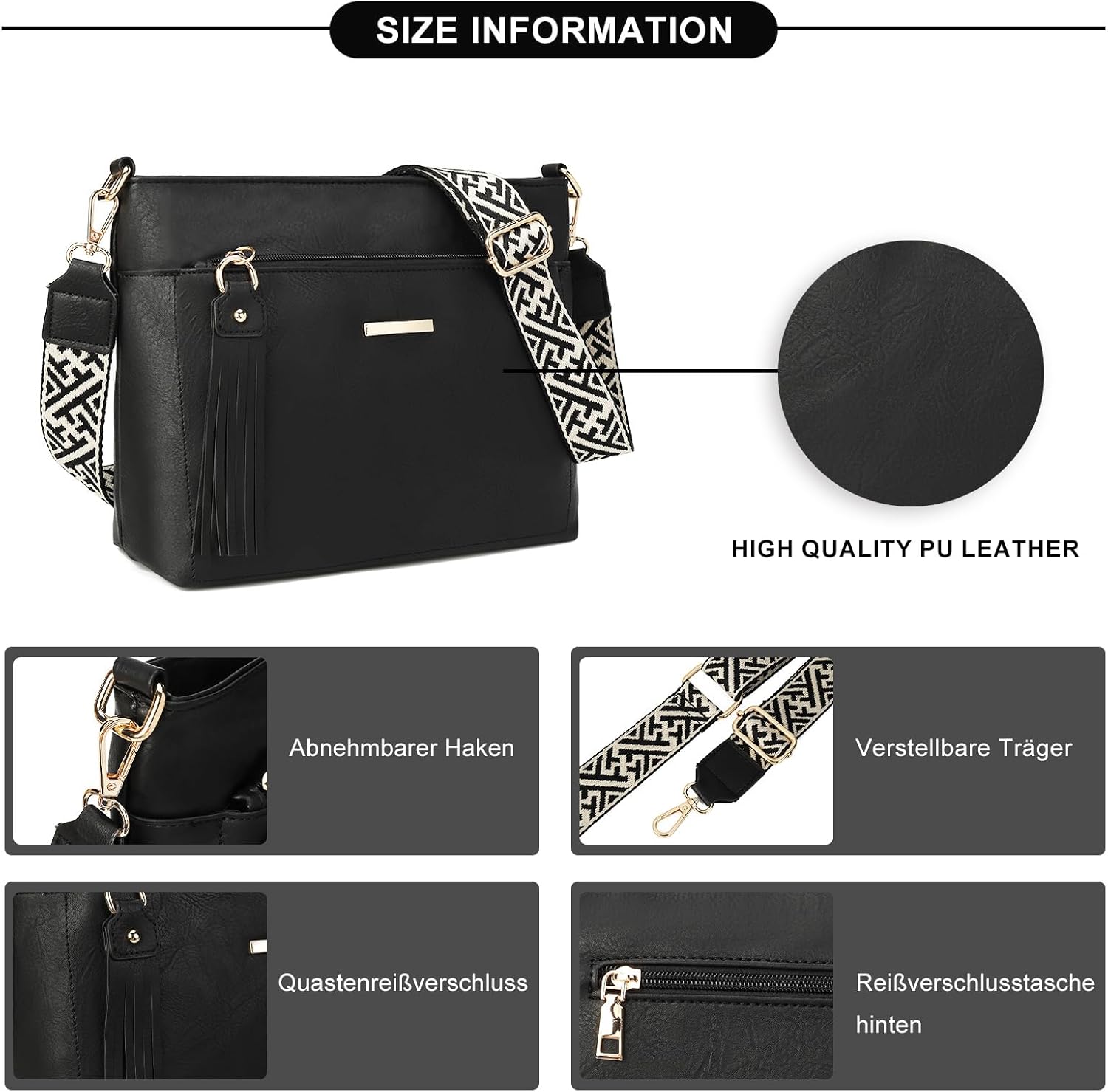 Gladdon Tassels Crossbody Bags for Women with Weaving Straps Leather Shoulder Purse Trendy Travel Handbags - Image 5