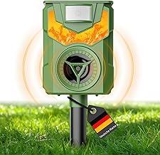 Cat Repellent, Mole Repellent, Solar Cat Repeller for Garden, Ultrasonic Cat Repellent with Flame Light, IP44 Waterproof Marten Deterrent, Effective Against Cats, Dogs, Birds, Foxes, Rats