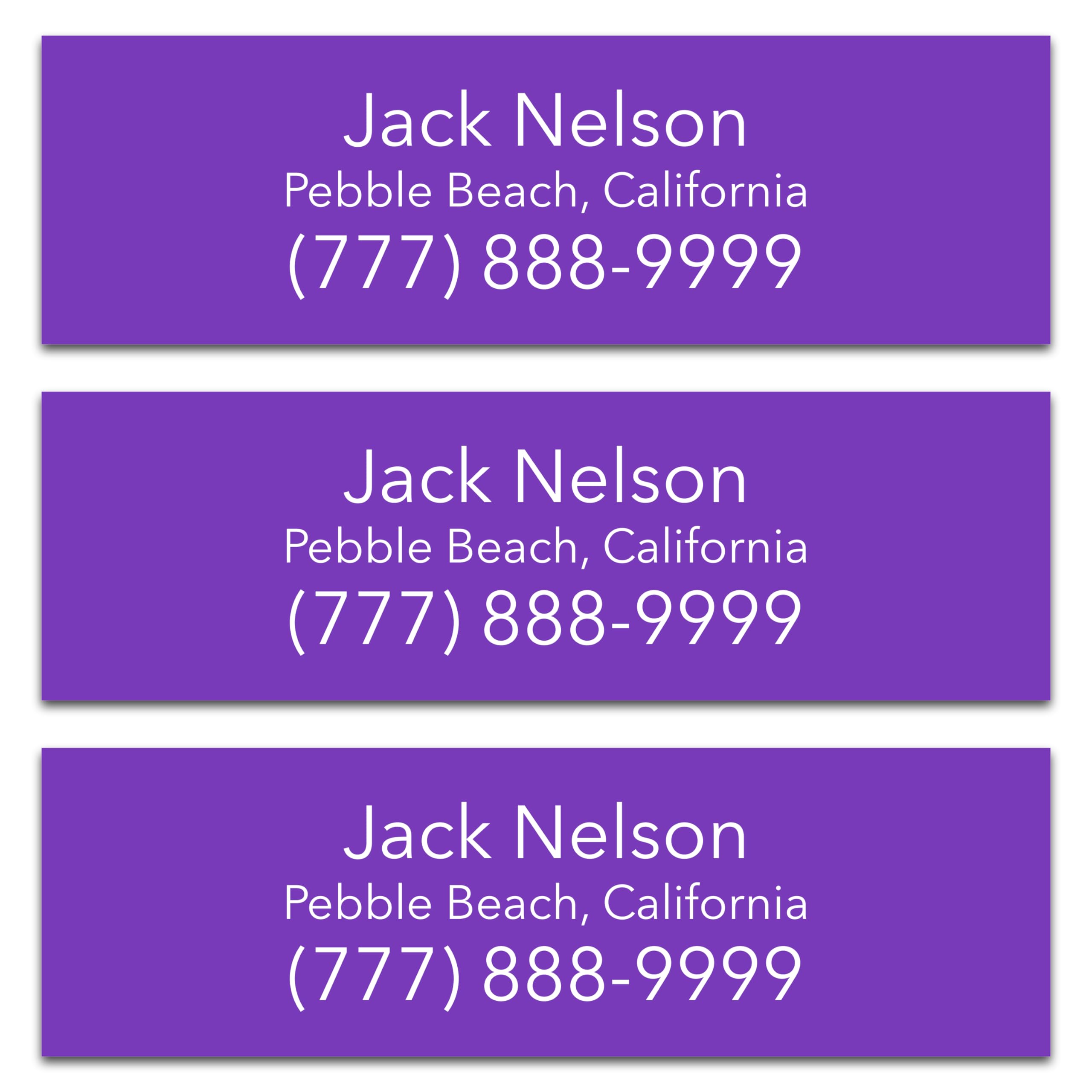 Personalized Golf Club Name Labels (30 Labels) - Custom Waterproof Name Stickers for Golf Clubs (Purple with White Text)