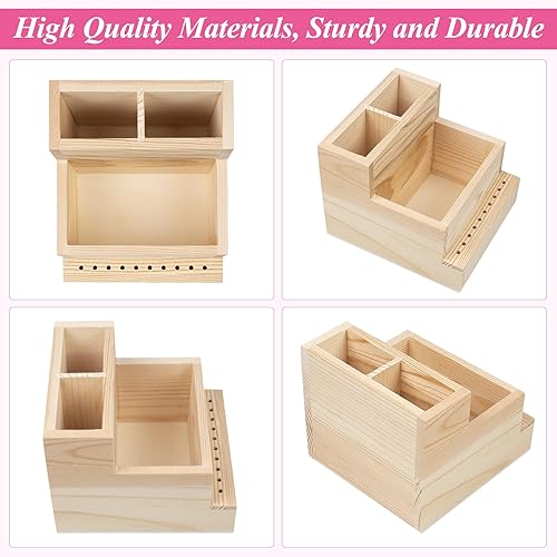 Miniatura 4 de Soporte para brocas de uñas, 10 agujeros de madera, caja de almacenamiento de exhibición, organizador de brocas para uso doméstico o salón de uñas