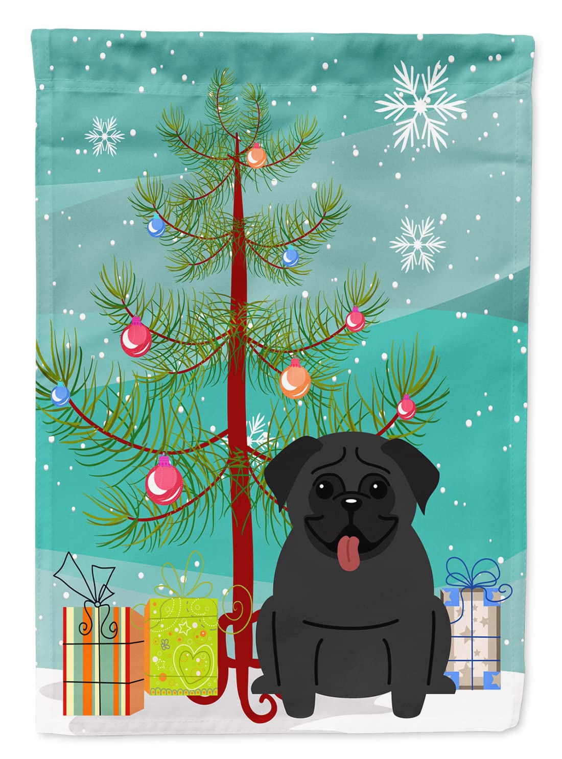 Drapeau de jardin carlin noir Merry Christmas Tree Caroline's Treasures taille petite multicolore