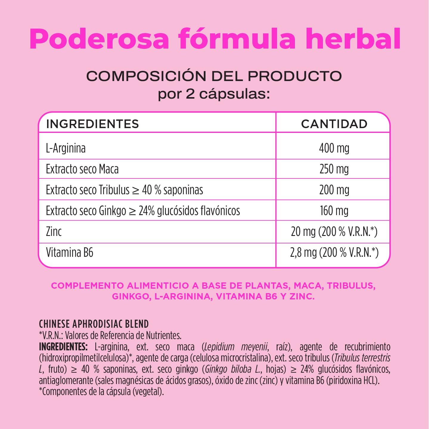 Suplemento Libido Mujer - Fórmula con Maca, Tribulus, L-Arginina y Ginkgo, Apoyo al Deseo Femenino, Energía y Confianza. Ayuda al Balance Hormonal - 60 Cápsulas
