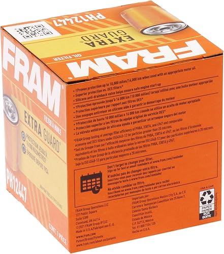 Miniatura 5 de FRAM Extra Guard Filtro de Aceite de Repuesto Giratorio para Automóviles, Diseñado para Cambios de Aceite Convencionales y Sintéticos que Duran