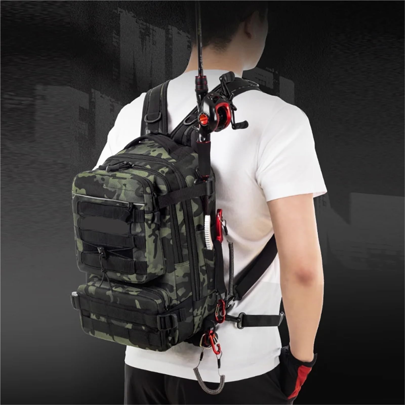 Crossbody Multifunktions-Angeltasche, wasserdichter Angelrucksack, Outdoor-Schulter-Sport-Brusttasche for Männer, Fischboxen, Tackle-Tasche für Outdoor(Khaki)
