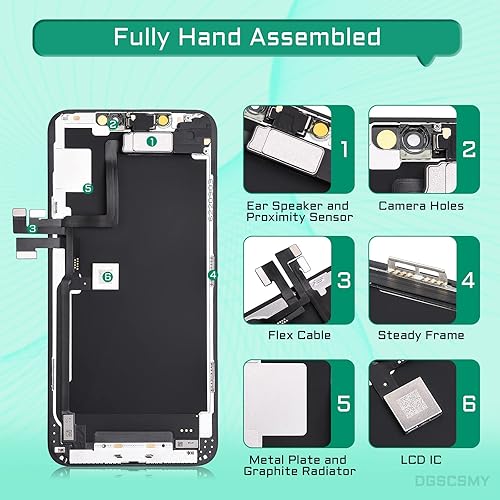 Miniatura 2 de Para iPhone 11 Pro Max Reemplazo de pantalla LCD táctil 3D Digitalizador 6.5 "Montaje de marco completo Auricular frontal oído altavoz sensor Kit de