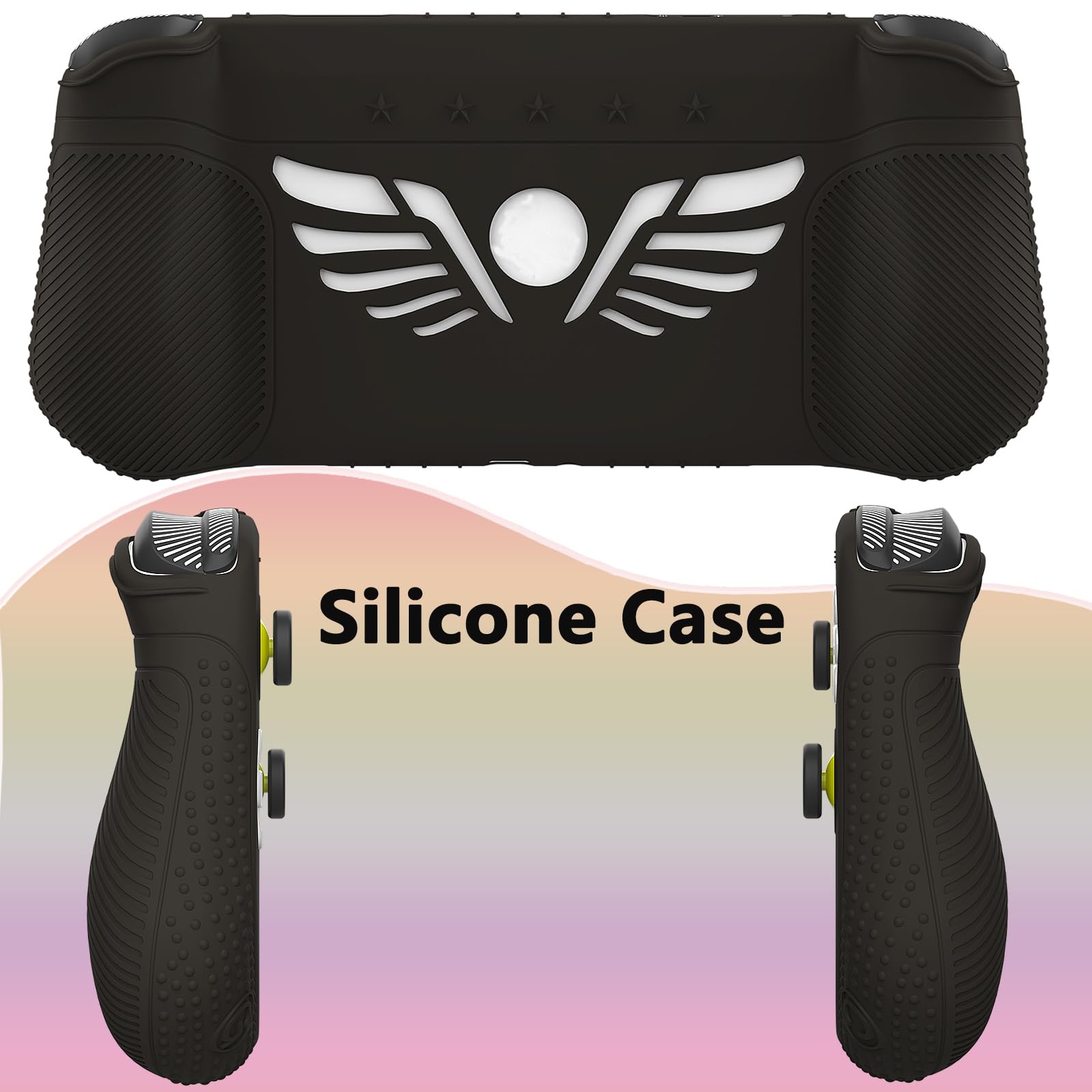 Funda de silicona y funda de transporte compatible con Logitech G Cloud Gaming Handheld, protector de pantalla para Logitech G Cloud Console accesorios (negro/negro)