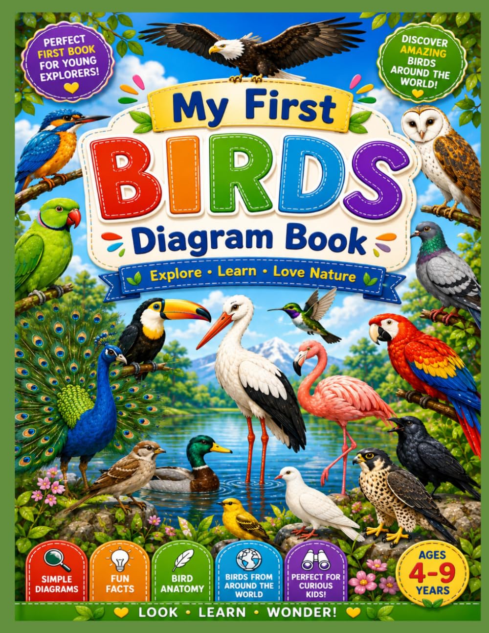 My First Birds Diagram Book: 30 Cute Educational Bird Diagrams with Fun Facts for Kids