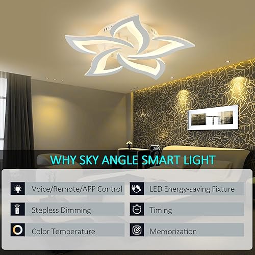 Miniatura 10 de Lámpara de techo para sala de estar, moderna lámpara de techo LED regulable con control remoto, lámpara para lámparas grandes de techo, accesorios