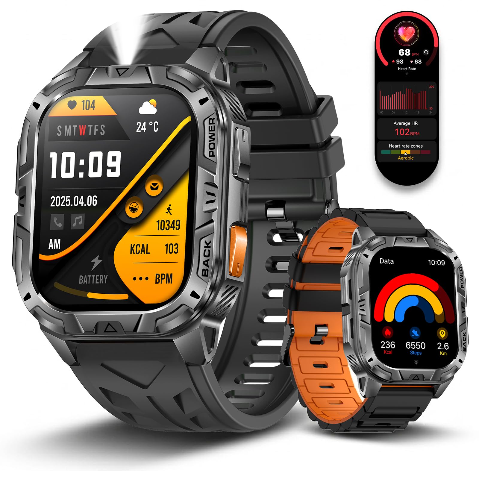 Photo 1 of Military Smart Watch for Men with Flashlight (Answer/Make Calls)
