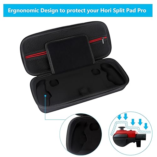 Vista 6 de DEMOORY Hori Split Pad Pro Case, Carry Case for Hori Switch Split Pad Pro Controller, Portable Hard Shell Protective Travel Carrying Bag with