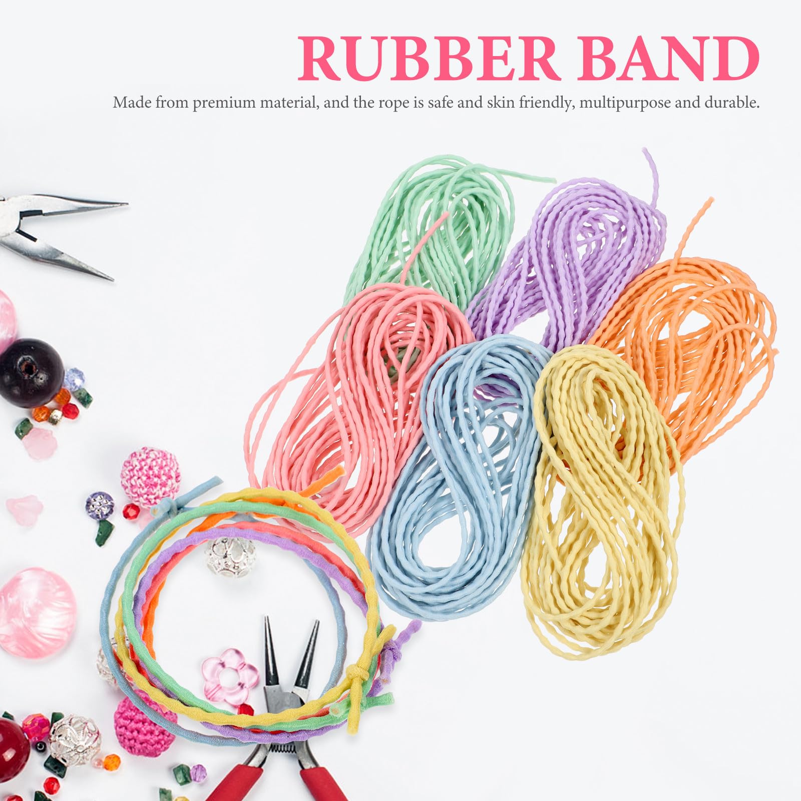 iplusmile Cordón Elástico para Hacer Pulseras, Hilo para Abalorios y Trenzas, 6 Piezas, Multiusos, Adecuado para Joyería y Manualidades