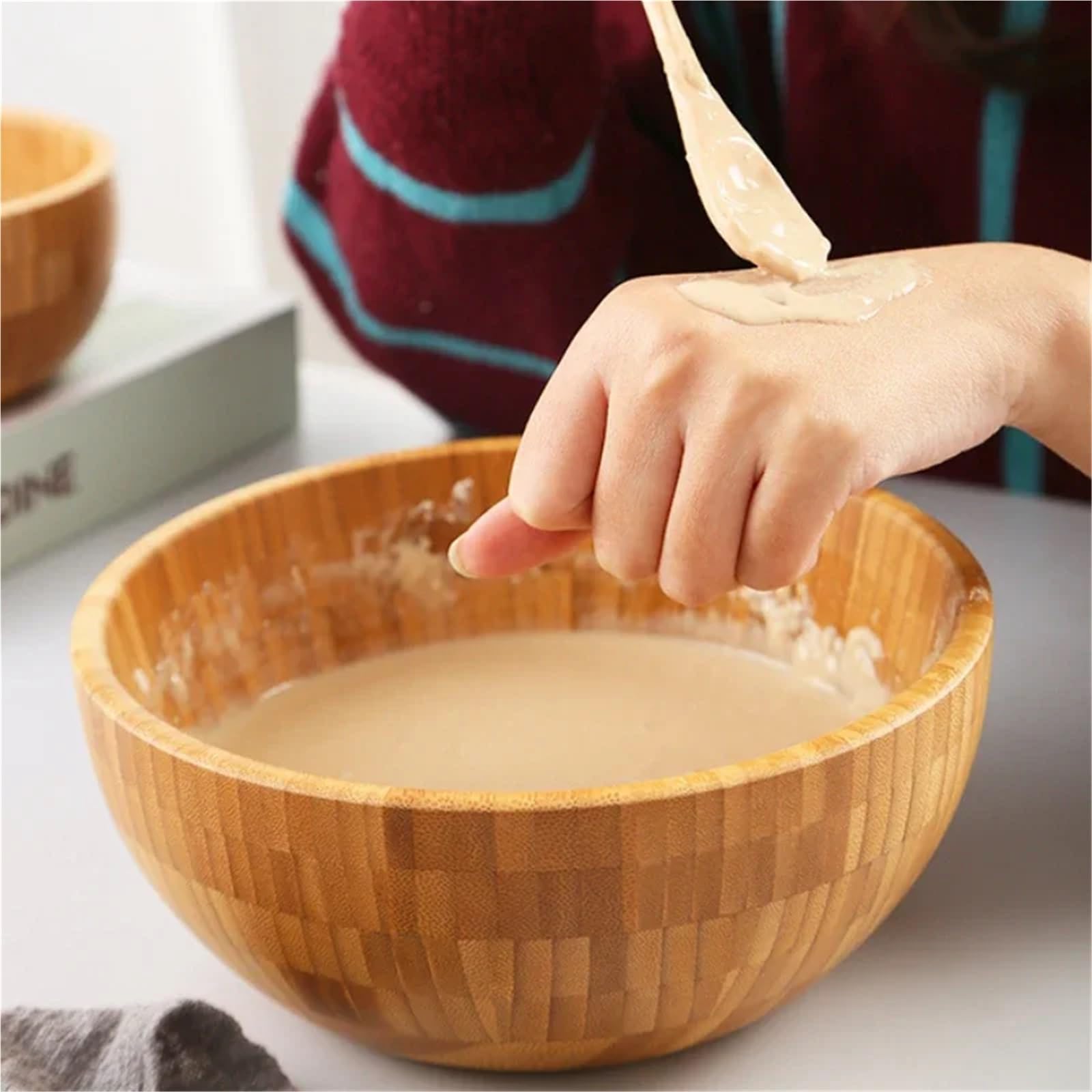 Ensaladera Cuenco de Madera for Ensalada Cuenco Grande de bambú para la Cocina Ensaladas Postre Merienda(MW0023)