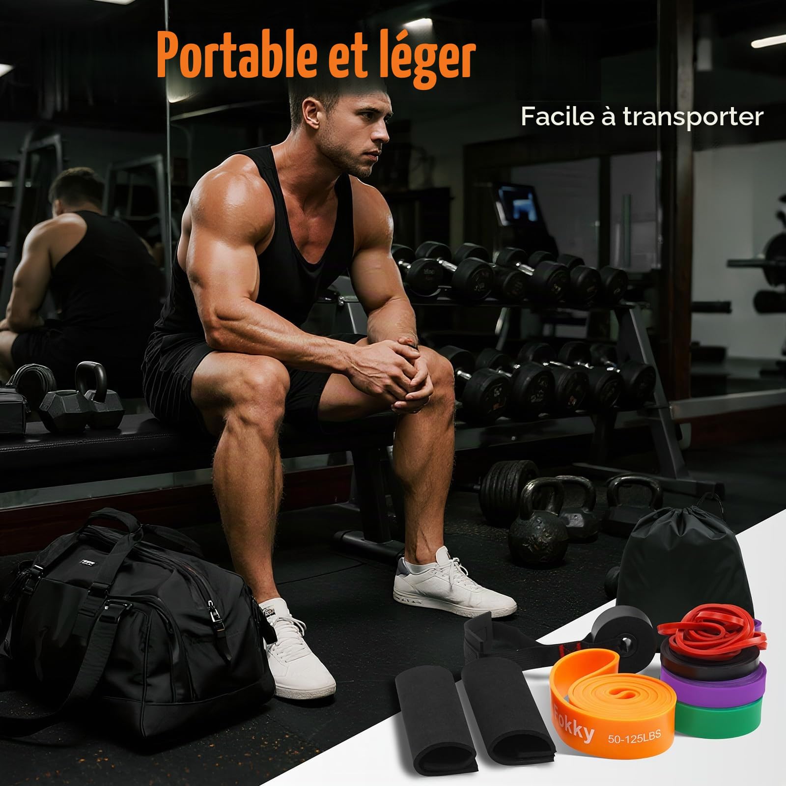 Bande Élastique Musculation Fokky avec 5 Niveaux de Résistance et Ancrage de Porte