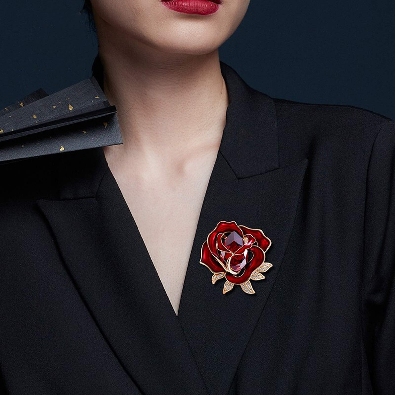 Broszka Pin dla Kobiet Mężczyzn Unikalna Róża Broszka Elegancka Damska Korsarz Akcesoria Klapa Szalik Ubrania Korsarz Panie Urodziny Ślub Bal Walentynkowy Dekoracyjny Ślub Urodziny